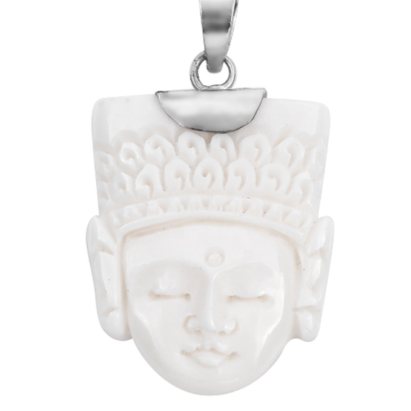 BALI GODDESS CARVED BONE BUDDHA PENDANT - Picture 4 of 4